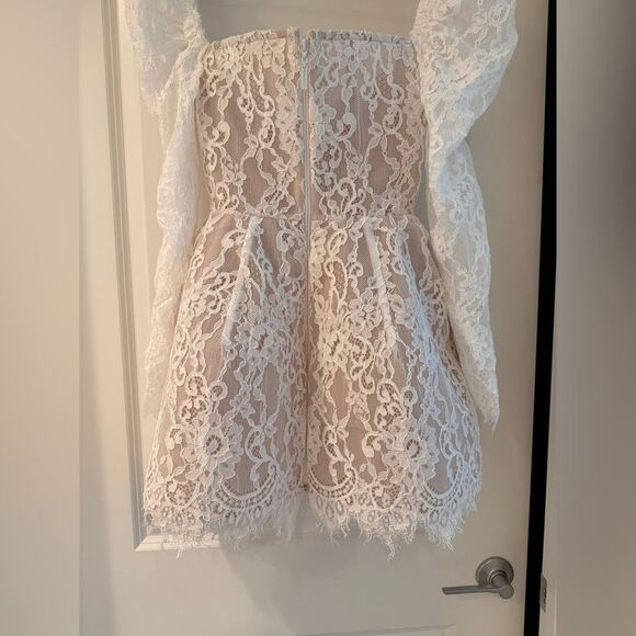 NWOT BRONX AND BANCO Colette White Lace Long Sleeve Mini Wedding Bridal Dress - Picture 14 of 16